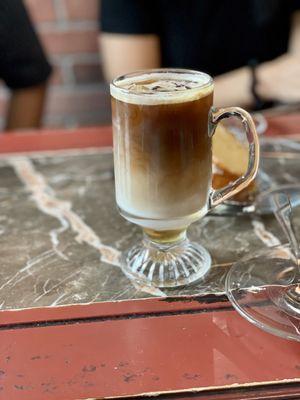 Iced hazelnut latte with almond milk