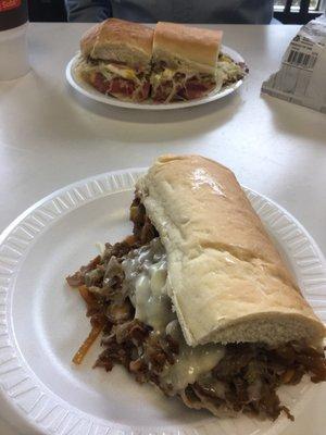 Half steak and mushroom with cheese