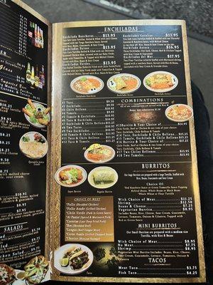 Menu as of November 2022