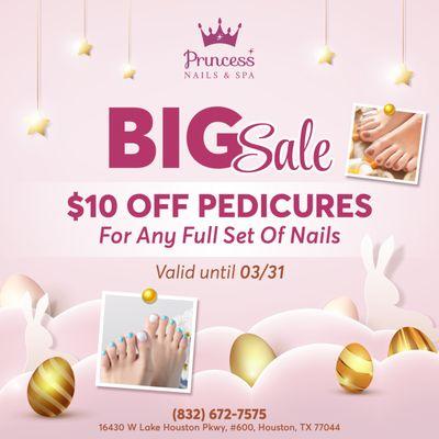 $10 OFF Pedicures For Any Full Set Of Nails