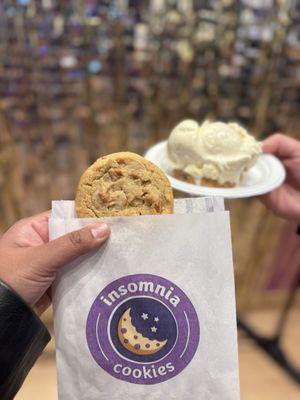 Peanut butter cookie and Ice Cream on a Classic Cookie (Oatmeal Raisin)