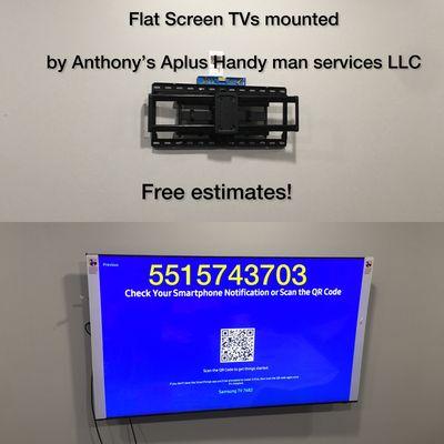 Flat Screen TV wall mounted by Anthony's Aplus Handyman Services LLC call for free estimate!