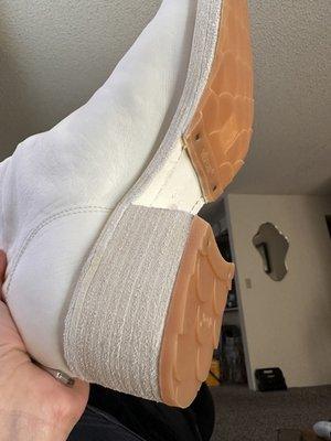 Rubber sole installed on top of leather sole