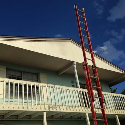 24' ladder we rented to paint the gable above the second story.