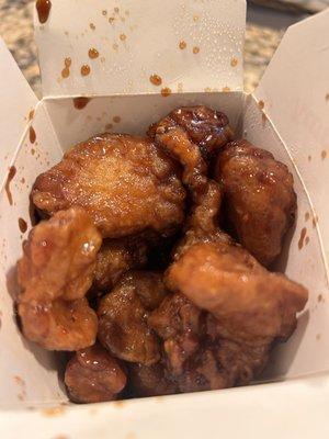 Orange chicken. Not much flavor.