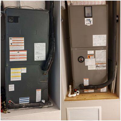 Air handler before & after of our Palm Beach County firefighter client's new ac system.