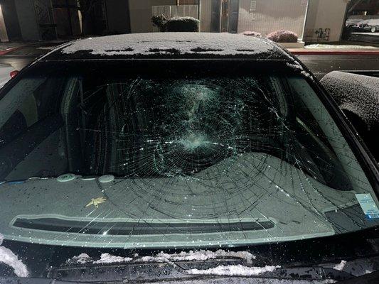 My windshield also got broken at these apartments and apparently nobody saw it and they don't have security cameras.