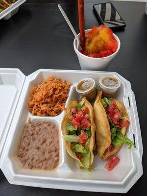 Mangolicious shaved ice and beef tacos.