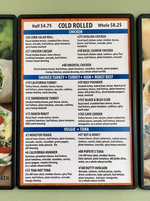 Roly Poly menu with Eat Fit options