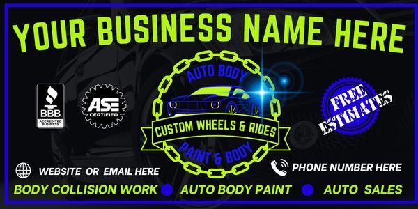 Custom business banners 
 Auto service shops or any business looking for professional business banners or business flags