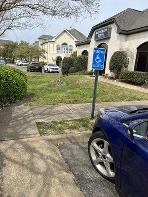 Handicapped entrance at end of building row