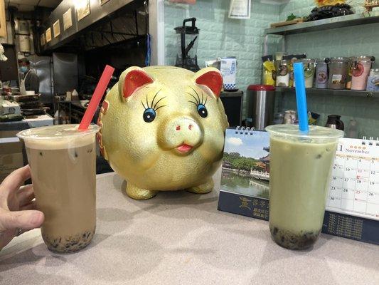 M7. Coffee Latte Milk Tea & M9. Matcha Green Milk Tea