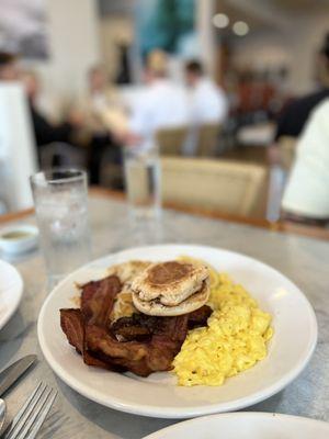 Scrambled eggs with Nueske's Canadian bacon