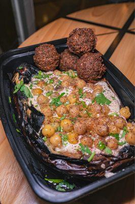 Charred Eggplant and Falafel