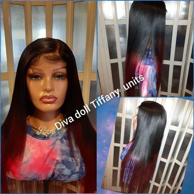 24inch unit ombre 1b black  and burgundy. Brazilian  straight