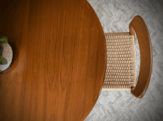 Swedish-influenced mid-century modern teak kitchen set.  Refinished for a new generation.