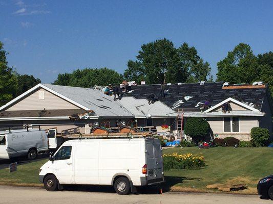 Tear off and reroof ultra white shingles