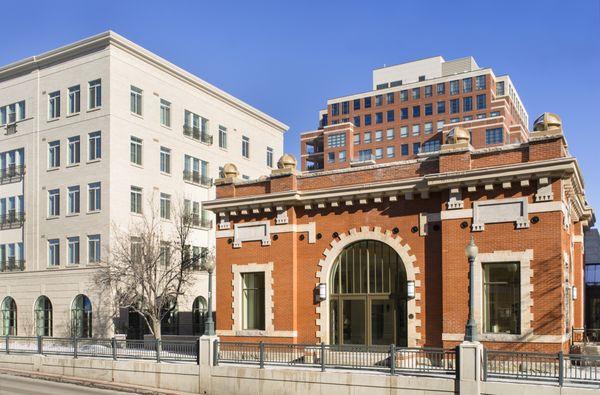 Historic Moffat Depot is incorporated into the design on Balfour Riverfront Park