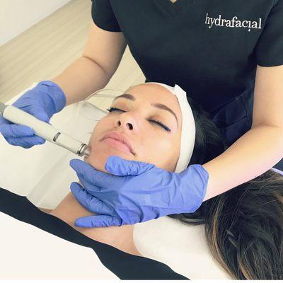 The HydraFacial MD treatment includes a cleanse and peel, extractions with hydration and a fusion of super-serums.