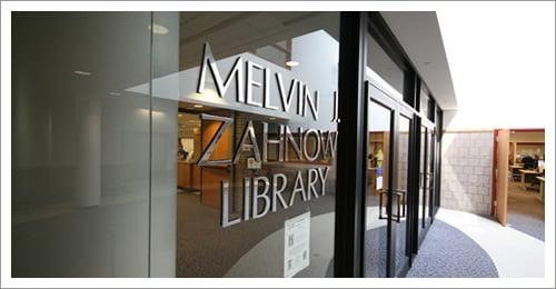 Front of library, interior.