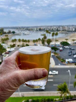 Cheers with a nice view from our 7th floor room !