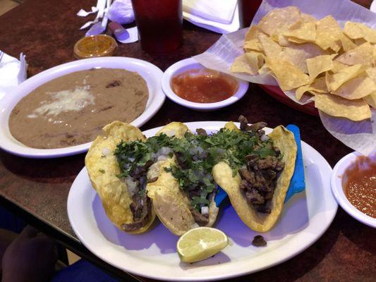 Carne Asada Street Tacos--a bit dry and chewy.