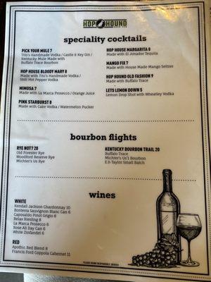 Drink menu