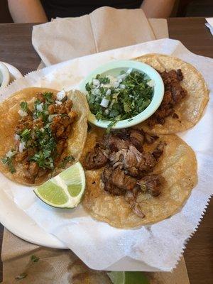 Tacos de Carnitas, tacos de chorizo, tacos del pastor