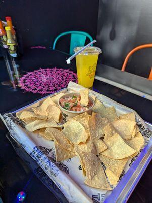 Pico de gallo and mango lemonade