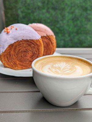 Honey lavender latte and spiral croissants