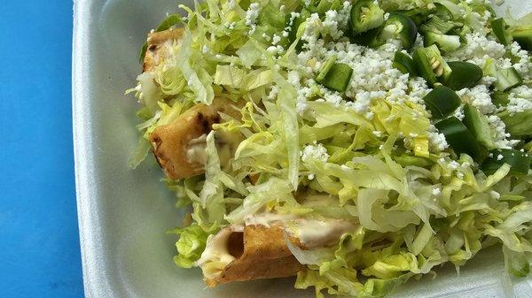 Tacos Dorados, crispy fried taco roll ups, try with shredded chicken or shredded beef. These are a perfect snack.