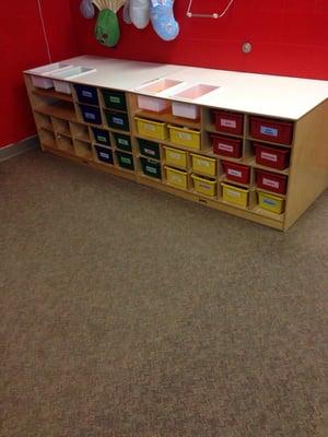 Toy bins in the ChildWatch area.