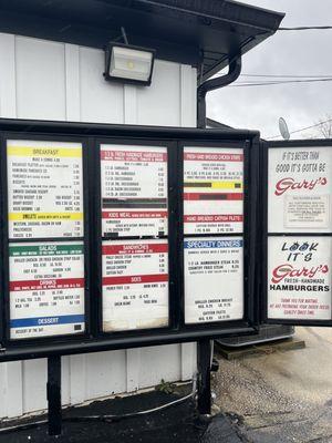 Menu at the drive thru