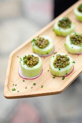 Curried Lentils in Cucumber Cups