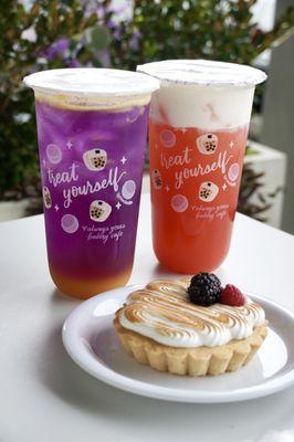 Butterfly Passion Tea, Guava Cheese Tea, and Lemon Tart