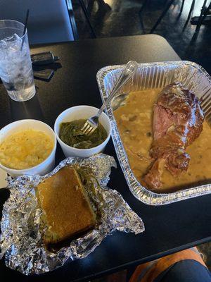 The Turkey dinner with greens and Mac n cheese with cornbread!!! All I can say is all the food here is really delicious,!!!