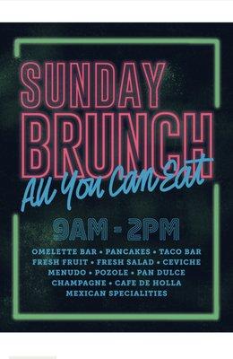 All you can eat Sunday brunch buffet ... call and make reservations