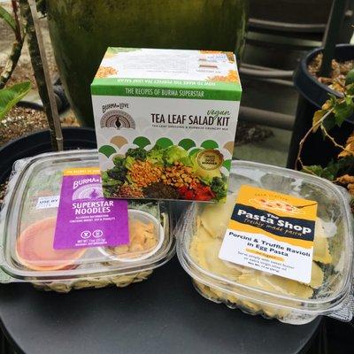 Burma Superstar tea leaf salad kit and The Pasta Shop ravioli