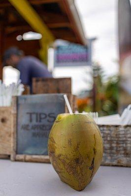 Fresh-cut Coconut Water ($5)