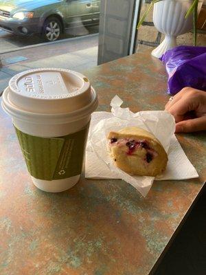 Salted Caramel Latte & Lemon Blueberry Scone