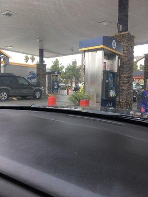 The gas pumps