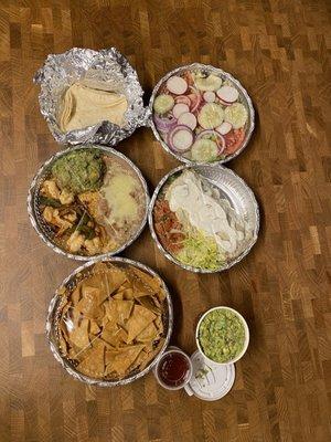 Take-out order | Chips and Guacamole | Shrimp Fajita | Side tortilla | Shrimp Burrito | House Salad