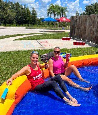 Cooling off in the pool ourselves.