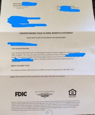 One letter of about one a week I receive from this company and every time, the number is different.