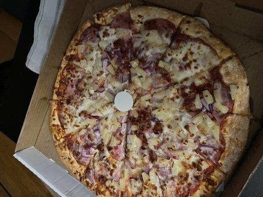 Hawaiian Pizza with extra pineapple