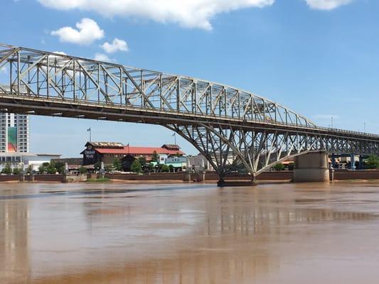 6/9/16. Thursday afternoon. Margaritaville, Bass Pro as seen from across the Red River in Shreveport.