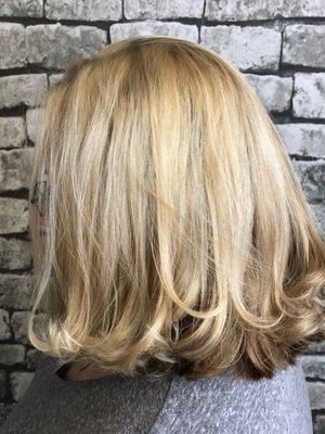 Multi-dimensional Blonde, hand painted, cut and styled by Erica