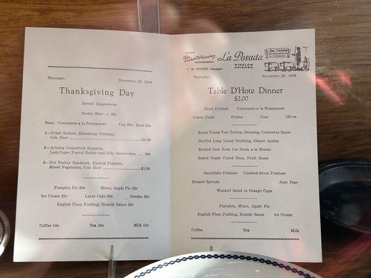 $2 Thanksgiving Day dinner?! Set my time machine for 1946!