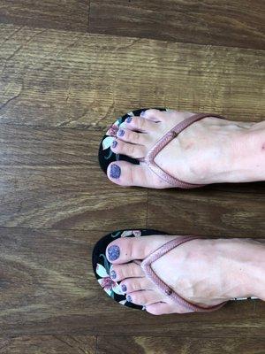 My cousin after her jelly pedicure