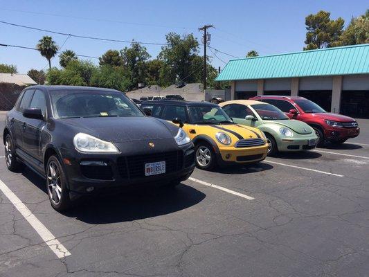 Porsche, Mini, VW and Audi getting serviced at German Auto